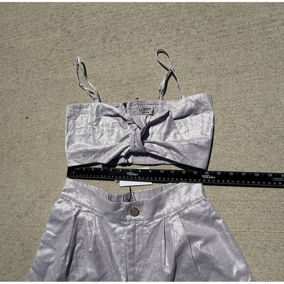 Jason Wu Lavender 2 Piece Wide Leg Pleated Pant Bow Crop Top NWT $425 Medium - Picture 5 of 14